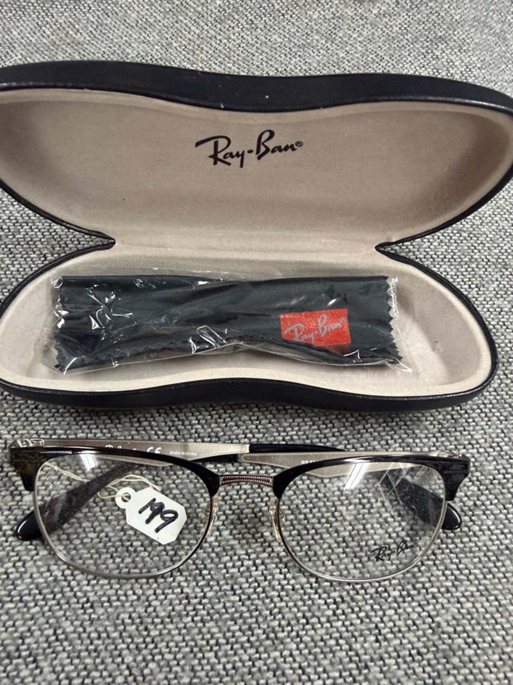 Ray-Ban Two-Tone Clubmaster Eyeglasses in Black and Silver